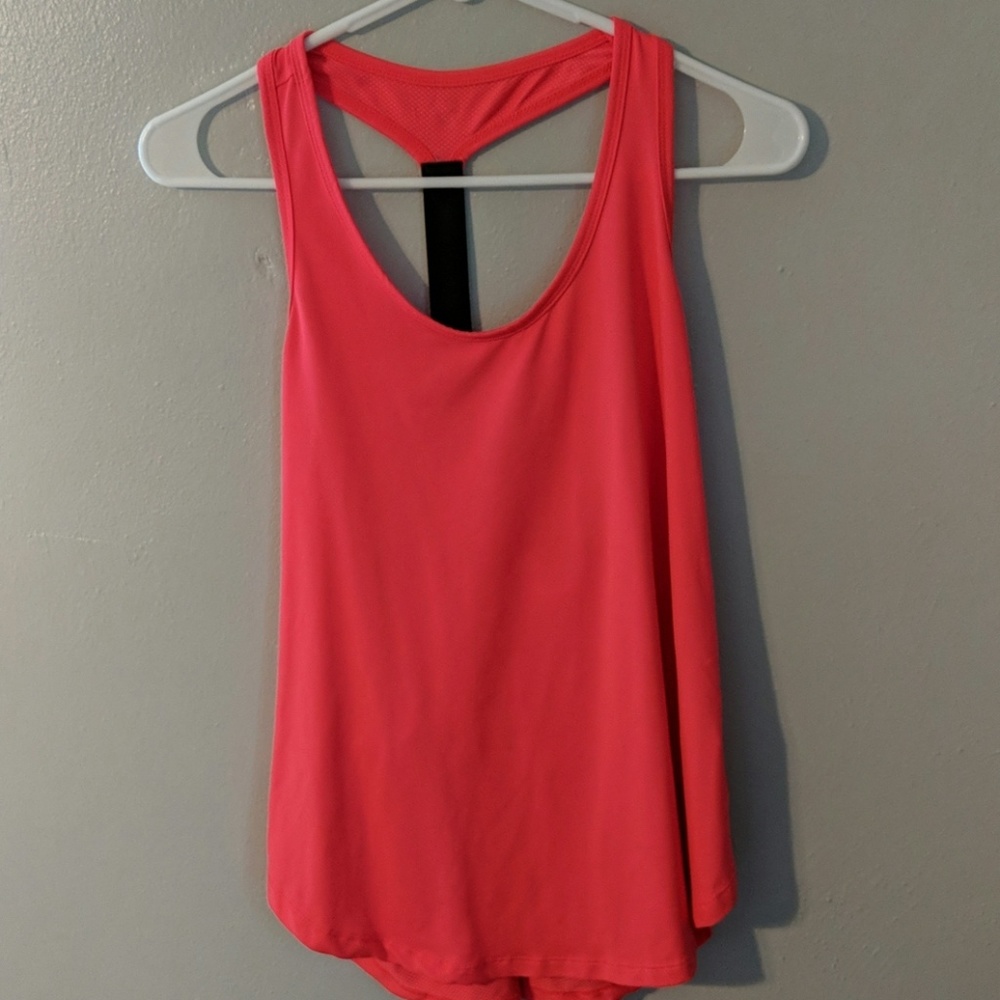 Neon pink workout tank.